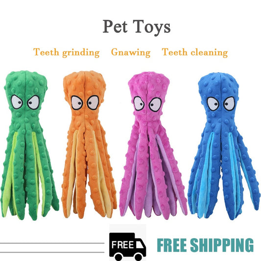 Dog Toy Pet Plush Toy Voice Octopus Bite Resistant Interactive Pet Dog