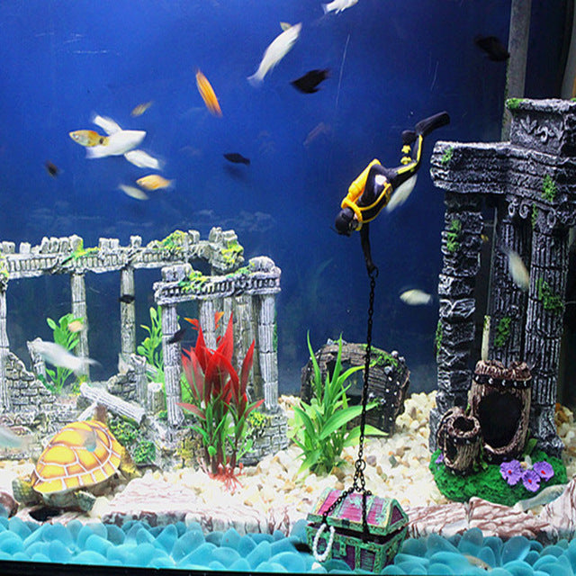 Fish Tank Ornament Hunter Diver Treasure Figure