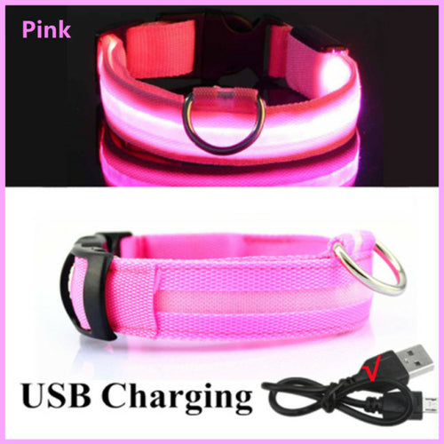 Led Glowing Dog Collar Adjustable Flashing Rechargea Luminous Collar