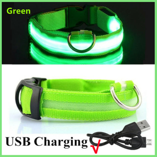 Led Glowing Dog Collar Adjustable Flashing Rechargea Luminous Collar