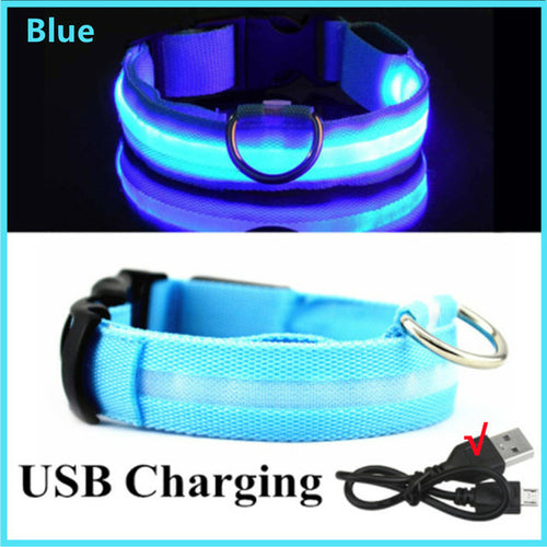 Led Glowing Dog Collar Adjustable Flashing Rechargea Luminous Collar
