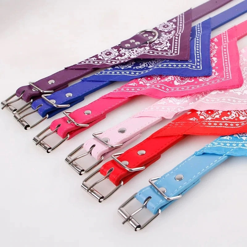 Pet Collars With Print Scarf Cute Adjustable Small Dog Collar