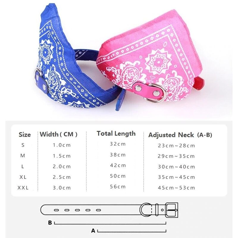 Pet Collars With Print Scarf Cute Adjustable Small Dog Collar