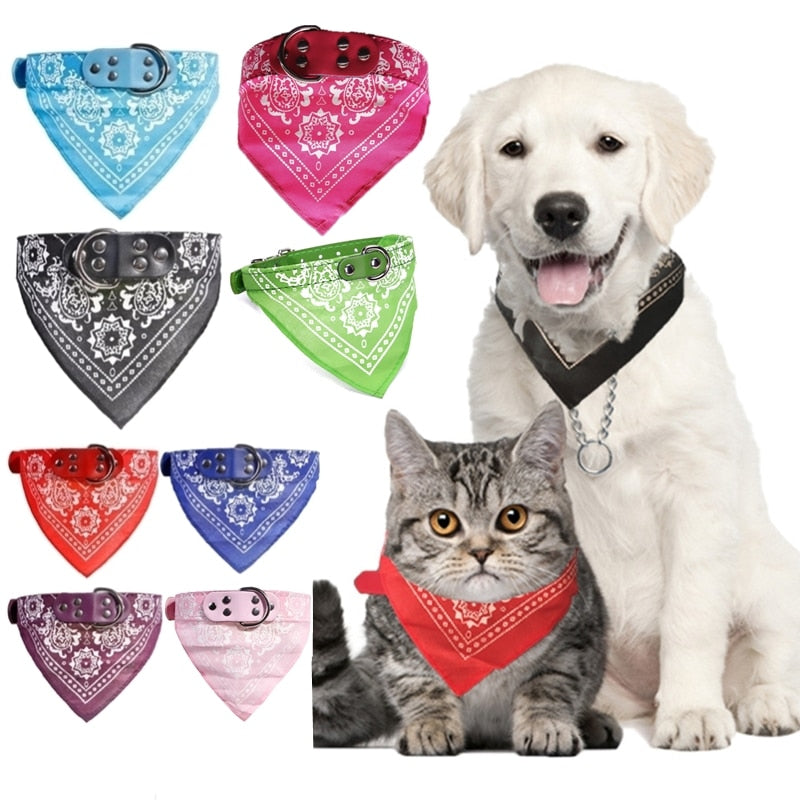 Pet Collars With Print Scarf Cute Adjustable Small Dog Collar