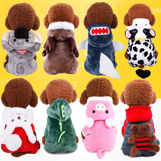 Pet Dog Clothes Soft Warm Fleece Dogs Jumpsuits Clothing For Small