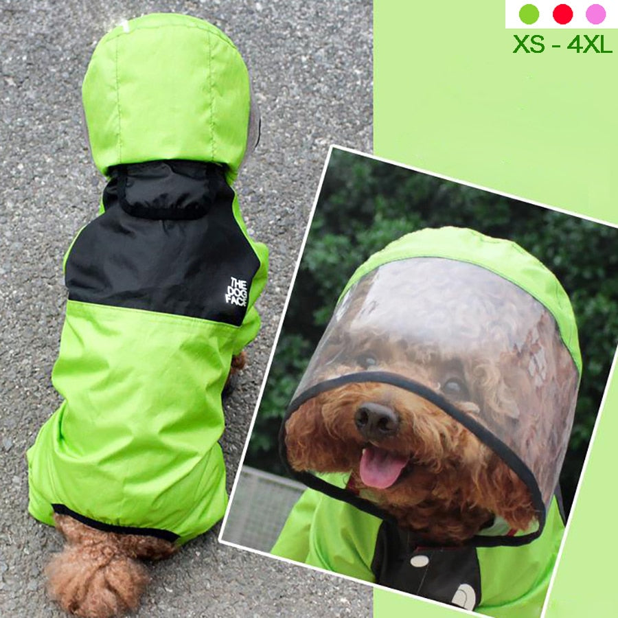 Pet Dog Raincoat Transparent Hooded Jumpsuit Dogs Waterproof Coat