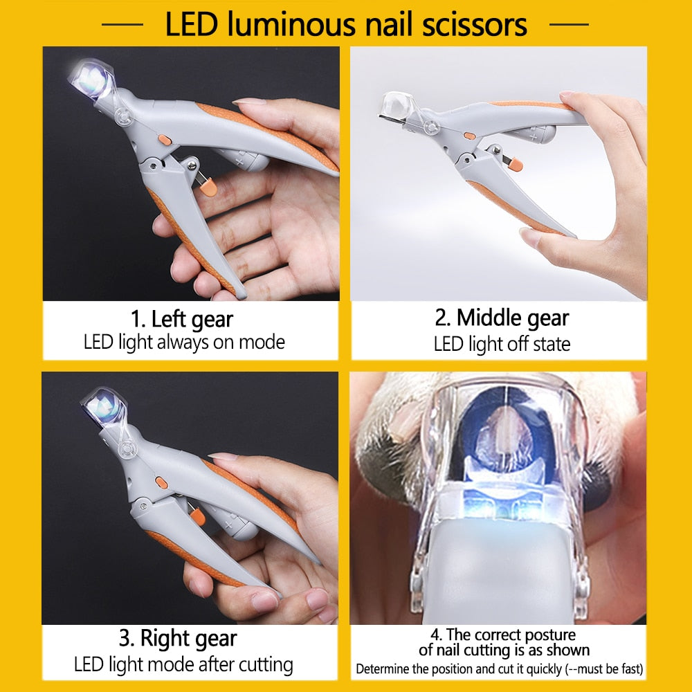 Professional Pet Nail Clipper Scissors with LED Light Cat and Dog Claw
