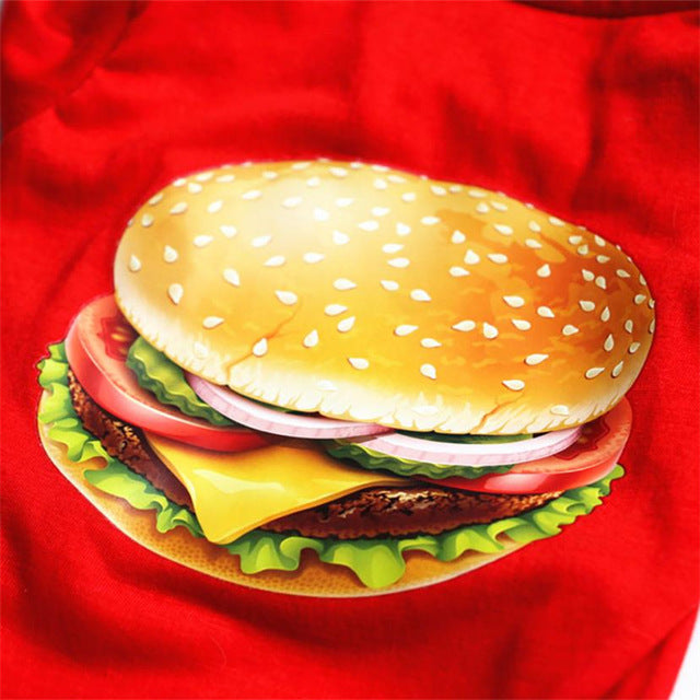 Red Hamburger Pet Dog T shirt Vest Cotton Small
