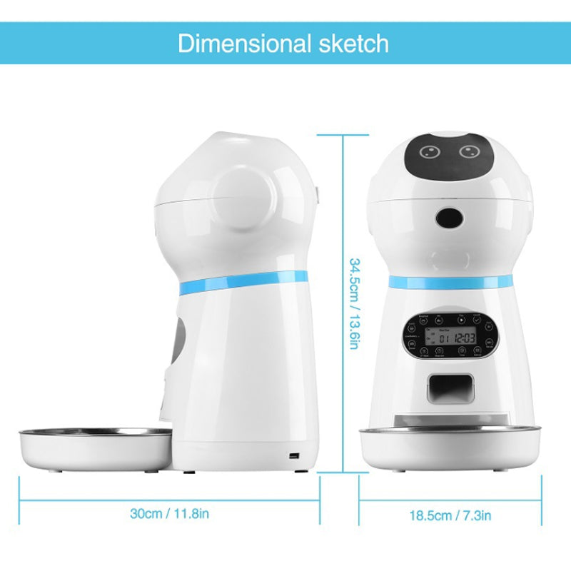 Smart Automatic Pet Feeder With Voice Record Stainless Steel Lcd