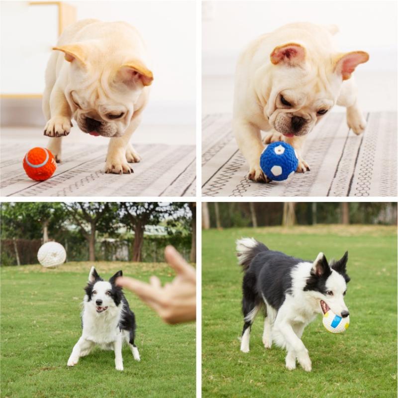 Squeaky Dog Toys Natural Latex Rubber Balls Soft Bouncy Durable for