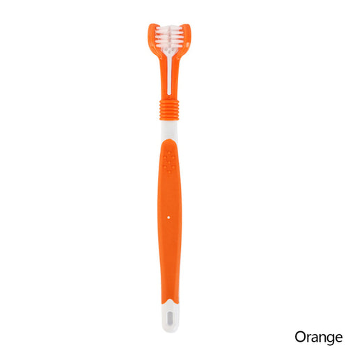 Three Sided Pet Toothbrush Three-head Multi-angle Toothbrush Cleaning