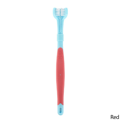 Three Sided Pet Toothbrush Three-head Multi-angle Toothbrush Cleaning