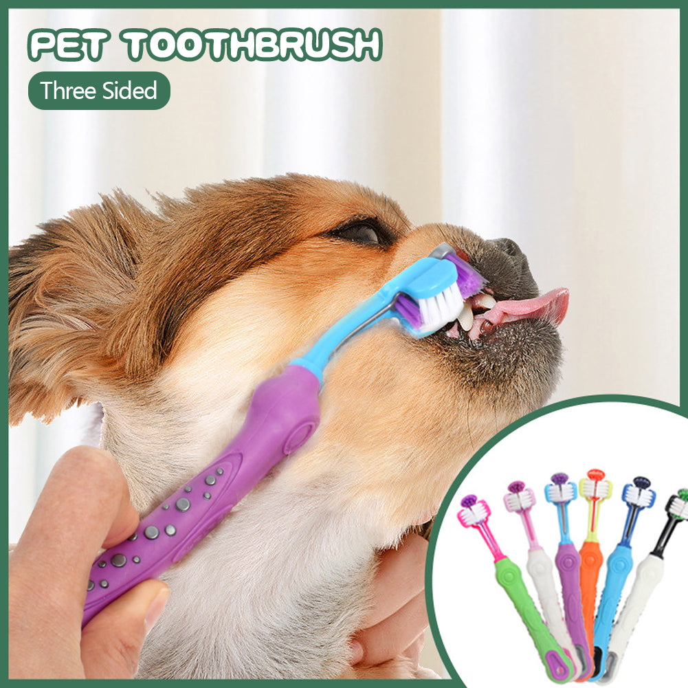 Three Sided Pet Toothbrush Three-head Multi-angle Toothbrush Cleaning