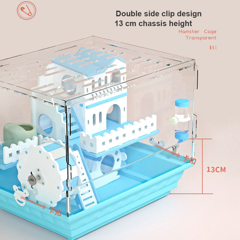 Transparent Hamster Cage Acrylic Cage Small Animal Hedgehogs Rabbit