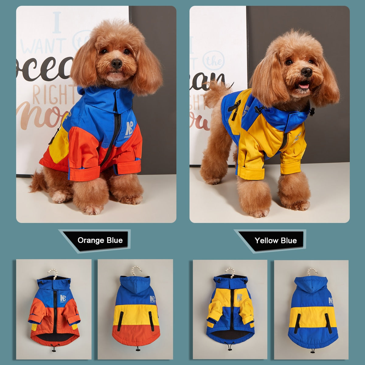 Waterproof Big Dog Clothes Winter Warm Pet Raincoat For Medium Large