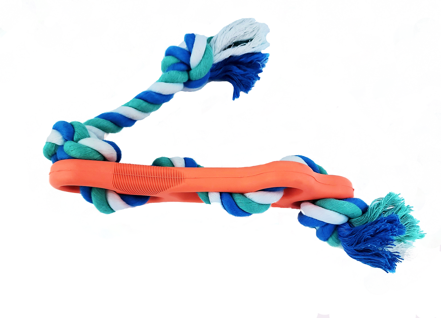 Rubber Bone Chew Toy with Tug Rope