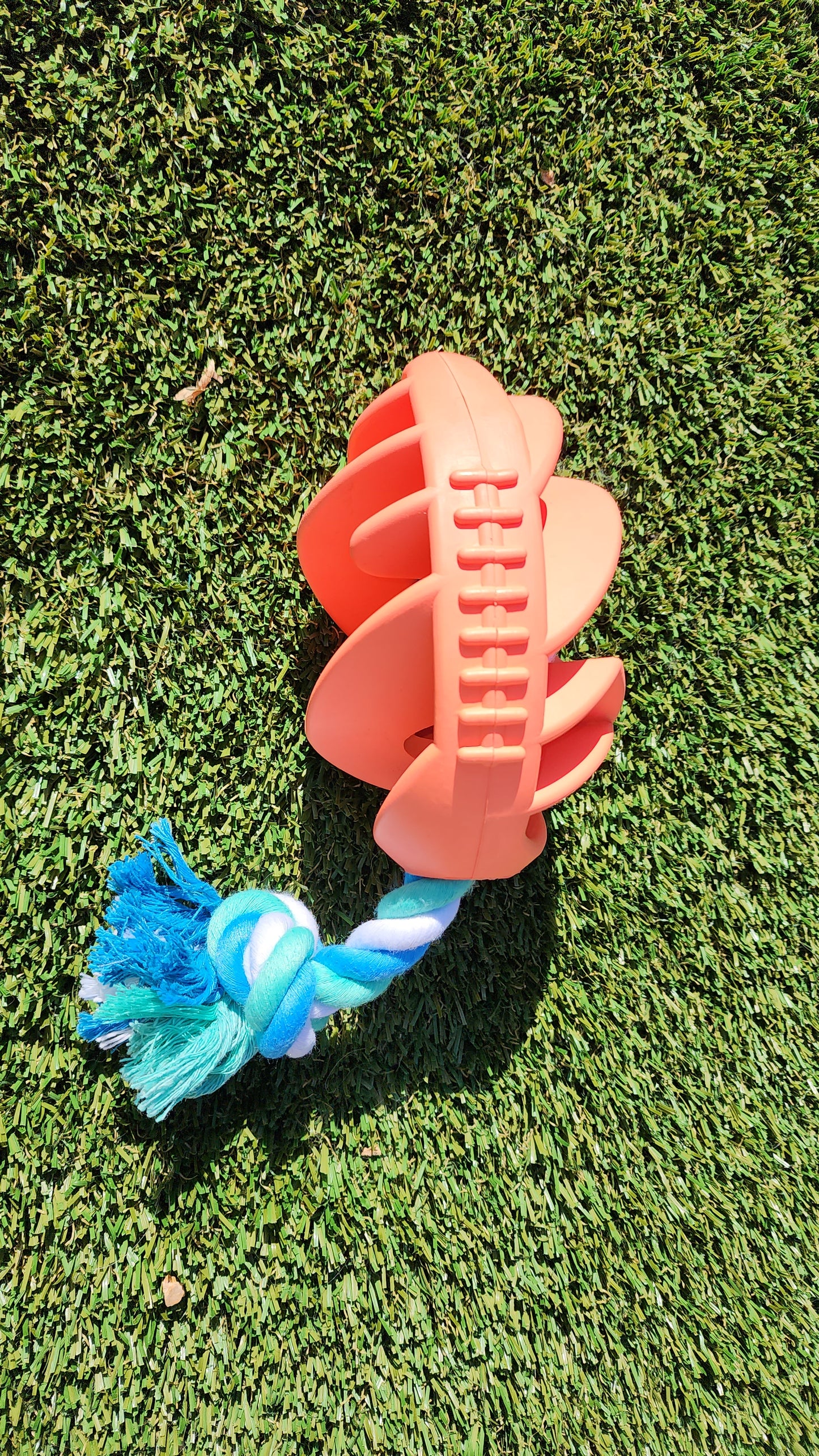 Rubber Football Chew Toy with Tug Rope