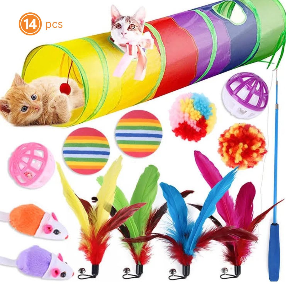 14 pcs assorted cat toys